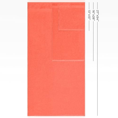American Veteran Towel, 100% Cotton Turkish 6 Piece Towel Set, Luxury Towels Set of 6 for Bathroom Essentials, 2 Bath Towels 2 Hand Towels 2 Washcloths, Coral