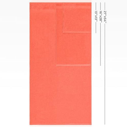 American Veteran Towel, 100% Cotton Turkish 6 Piece Towel Set, Luxury Towels Set of 6 for Bathroom Essentials, 2 Bath Towels 2 Hand Towels 2 Washcloths, Coral