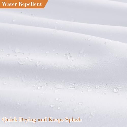 Nanspring Extra Long White Boho Linen Shower Curtain 96 Inches Tassel Neutral Textured Cloth Shower Curtain Set with Hooks Rustic Elegant Shower Curtain for Bathroom Water Repellent 72x96, White