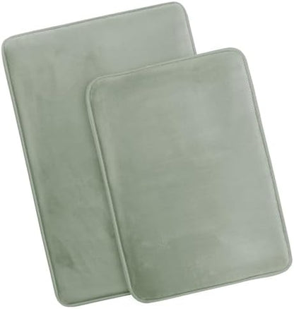 Clara Clark 2 Piece Bathroom Rug Set - Memory Foam, Bath Mat Set, Plush, Cozy, Ultra Soft, Non Slip, Machine Washable, Quick Dry - 24” x 17”+ 32” x 20” - Forest Green