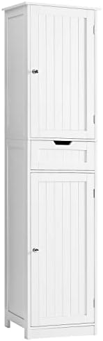Iwell 66.9" Tall Bathroom Cabinet, Storage Cabinet with 2 Doors & 1 Drawer, Bathroom Storage Cabinets with Adjustable Shelves, for Living Room, Entryway, Home Office, White