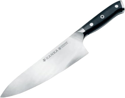KANKA Professional 8 inch Chef Knife – High Grade 1.4116 Stainless Steel, Ultra-Premium G-10 Fiberglass Handle, Premium Wood Sheath Included – Essential Kitchen Knife for Chefs