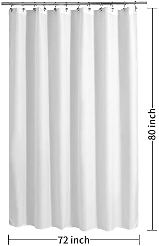 ALYVIA SPRING 72x80 Long Waterproof Fabric Shower Curtain or Liner White