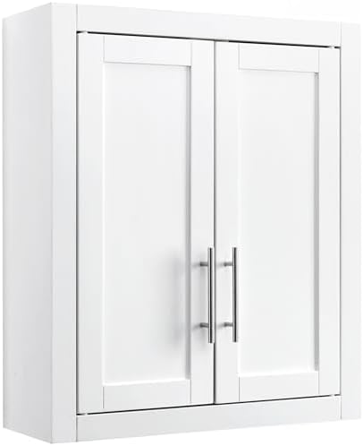 Crosley Furniture Savannah Wall Mounted Bathroom Storage Medicine Cabinet with Shelves, Snow