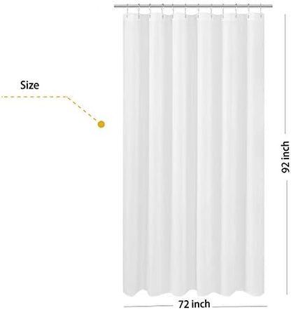 N&Y HOME Extra Long Fabric Shower Curtain or Liner 72 x 92 inches, White