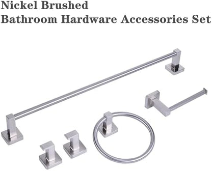 5 Piece Bathroom Hardware Accessories Set Brushed Nickel,24 Inch Towel Bar Set,Towel Rack Set,Bathroom Towel Holder Set