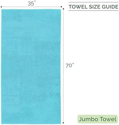 Elegant Comfort 100% Turkish Cotton Corduroy Ribbed Luxury Jumbo Bath Towel Ultra Soft - 35 x 70 Inch - Luxury Spa Premium Hotel Quality Highly Absorbent and Quick Dry Large Bath Towel, Aqua