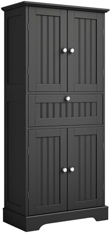 ChooChoo 51" H Bathroom Floor Cabinet with Drawer and Adjustable Shelves