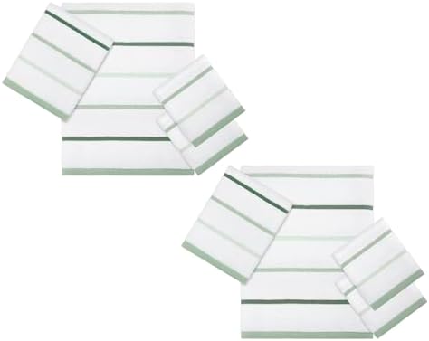 IZOD – Bath Towels, Plush Ringspun Cotton Blend with Striped Design and Dark Hem Finish, Set of 2 (Sandbar Green)