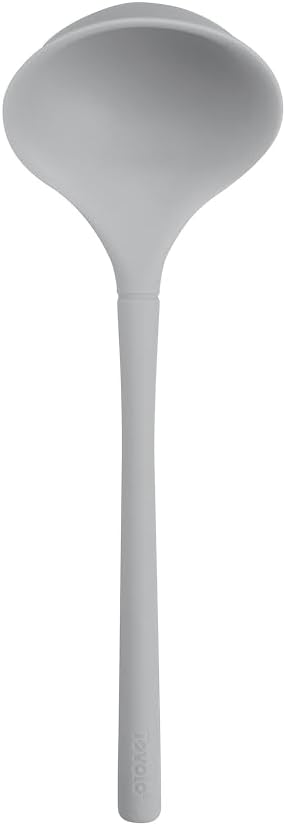 Tovolo Flex Core Small Silicone Ladle Oyster Gray Heat Safe Silicone Soup Ladle BPA Free, Dishwasher Safe Small Kitchen Ladle with Precision Pour Lip for Serving Sauces Soups Gravies