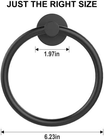 SetSail Towel Holder for Bathroom Wall Matte Black Towel Ring, 4 Packs