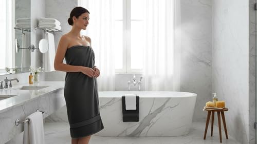 6 Piece Bath Towel Set, 2 Bath, 2 Hand, 2 Washcloths, Dark Grey