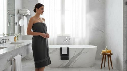 6 Piece Bath Towel Set, 2 Bath, 2 Hand, 2 Washcloths, Dark Grey