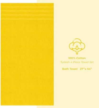 American Soft Linen 100% Cotton Luxury Turkish Towels, 4 PC Bath Towel Set