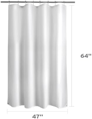 Titanker Small Stall Shower Curtain Liner Washable, 47x64 Inches, White Fabric Shower Liner with 2 Magnets, Waterproof RV Shower Curtain Liner Stall Size Soft Polyester Lightweight, White