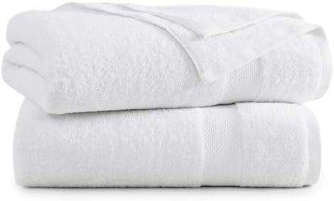 LANE LINEN Bath Sheet Set 2 Pack Oversized Soft Absorbent Quick Dry - White