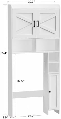 Homhedy Wooden Over The Toilet Storage Cabinet with Barn Door