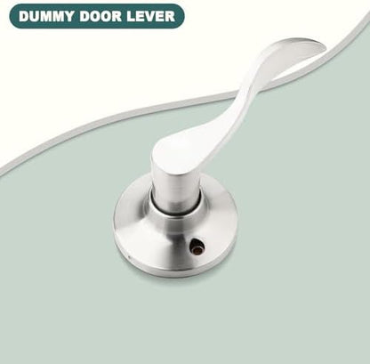 GOBEKOR 10 Pack Brushed Nickel Dummy Lever Door Handle Wave Right-Handed Door Lever Non-Turning Lock Half Dummy Handles for French Doors