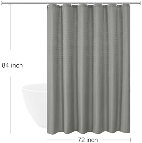 Gibelle Extra Long 230GSM Heavy Duty Grey Shower Curtain, 72 x 84