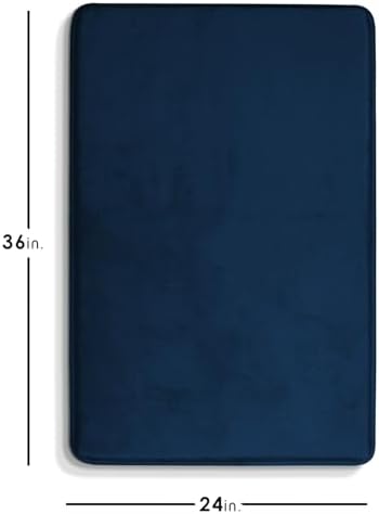 Clara Clark Bathroom Rugs, Velvet Memory Foam Bath Mat, Non-Slip Bath Rugs, Machine Wash, Dries Quickly, Ultra Soft Plush Bath Mats for Bathroom, 24 x 36, Blue