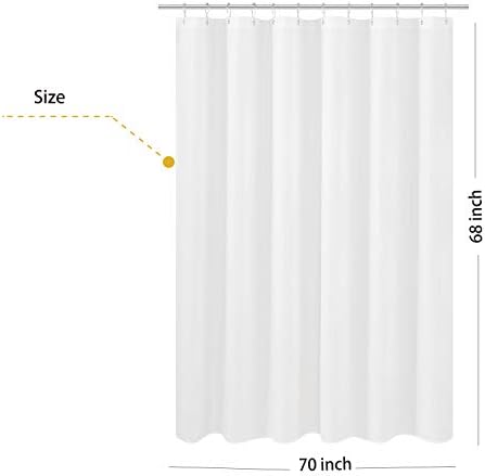 N&Y HOME Fabric Shower Curtain Liner Shorter Size 70 x 68 inches, White