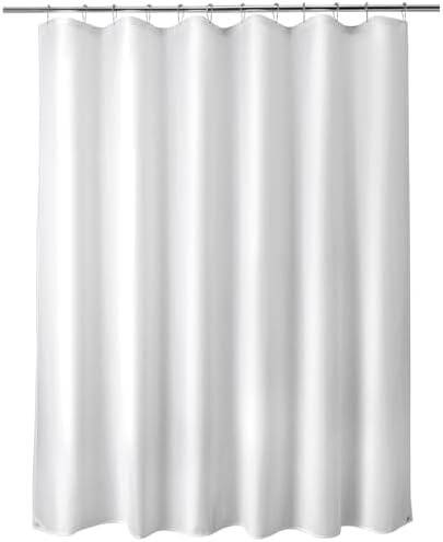 Titanker Extra Long Shower Curtain Liner Washable, 72 x 84 Inches, White Shower Liner Fabric with 2 Magnets, Waterproof Bathroom Long Shower Liner Polyester Soft Lightweight, White