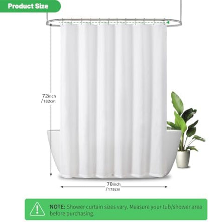 eachope Waterproof Fabric Shower Curtain Liner,70x72 Inch White,1 Pack