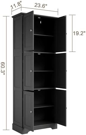 ChooChoo 63.2" Tall Bathroom Storage Cabinet with 6 Doors
