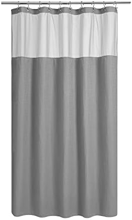 N&Y HOME 60 x 72 Waffle Weave Shower Curtain with Snap-in Liner Set Gray