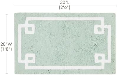 Madison Park Evan 100% Cotton Bath Rug Plush Absorbent, 20" x 30", Seafoam
