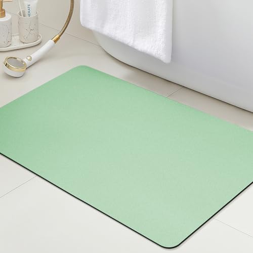ACCUMTEK Non Slip Bath Mat, Thin Bathroom Rugs Fit Under Door, Quick Dry Bath Mats, Machine Washable Bath Rugs for Bathroom, Bathtub & Kitchen, Bathtub, Sage Green/Solid/32 x20