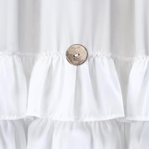 Ruffle Farmhouse Shower Curtain, White Vintage Shower Curtains for Bathroom Fabric Cute Rustic Cloth, 72" W X 72" L Inch