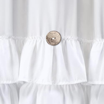 Ruffle Farmhouse Shower Curtain, White Vintage Shower Curtains for Bathroom Fabric Cute Rustic Cloth, 72" W X 72" L Inch