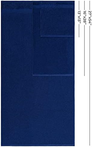 American Veteran 100% Cotton Turkish 6 Piece Luxury Towel Set - 2 Bath, 2 Hand, 2 Washcloths in Navy Blue