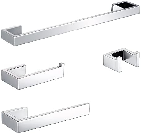 BAGNOLUX Bathroom Hardware Set, Bath Towel Holder Set SUS304 Stainless Steel, Towel Rack for Wall Mounted, Chrome Bathroom Accessories Set Fixture Heavy Duty, Polished Chrome