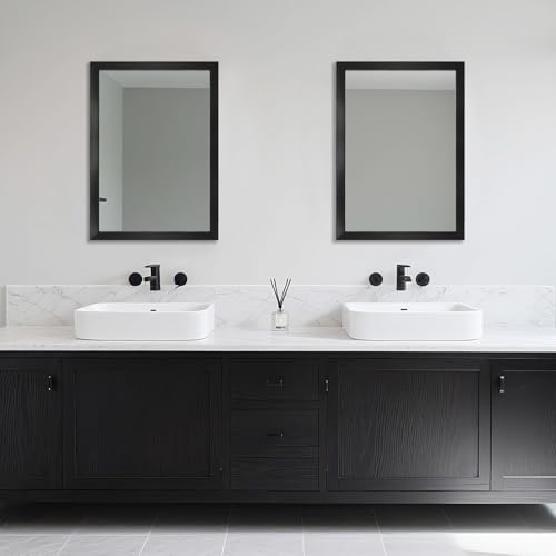 Rectangular Wall Mirror 28x20 Inch Bathroom Mirror for Over Sink, Black