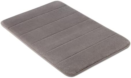 Amazon Basics Bath Mat for Bathroom, Absorbent Plush Memory Foam, Fast Dry Microfiber, Non-Slip, 17 x 24 Inches, Dark Gray