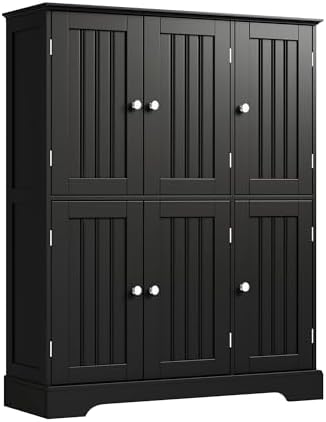 ChooChoo Bathroom Floor Cabinet with 6 Doors and Adjustable Shelves