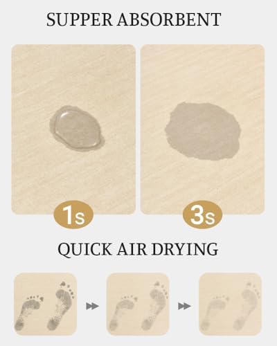 Mecko Bath Mat 20"x32",Ultra Thin Bathroom Rug fit Under Door Beige