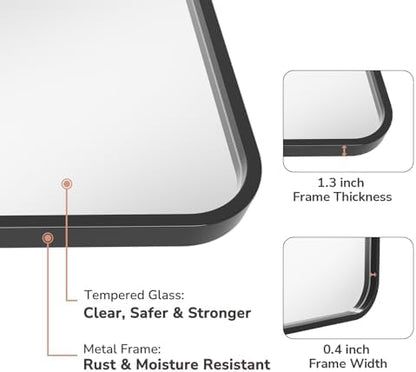 USHOWER 2-Pack Black Bathroom Mirrors Over Sink 22 x 30 Inch