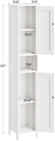 Homleke Tall Bathroom Storage Cabinet with 2 Doors, Slim Bathroom Cabinet