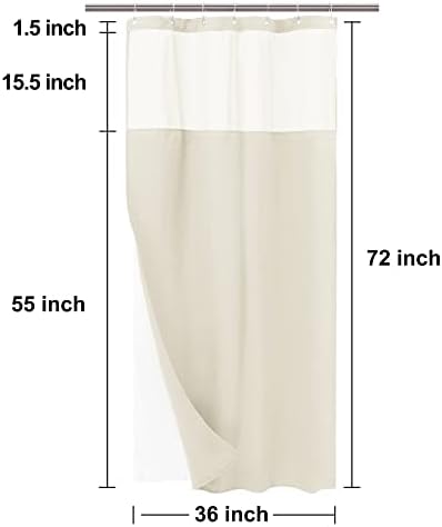 N&Y HOME Stall Waffle Weave Shower Curtain with Snap-in Liner Cream 36x72