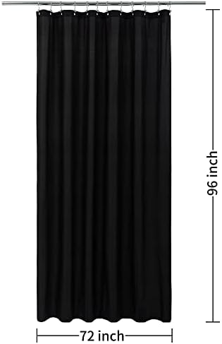ALYVIA SPRING 72x96 Extra Long Waterproof Fabric Shower Curtain Liner Black