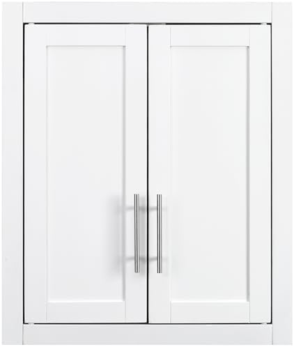 Crosley Furniture Savannah Wall Mounted Bathroom Storage Medicine Cabinet with Shelves, Snow
