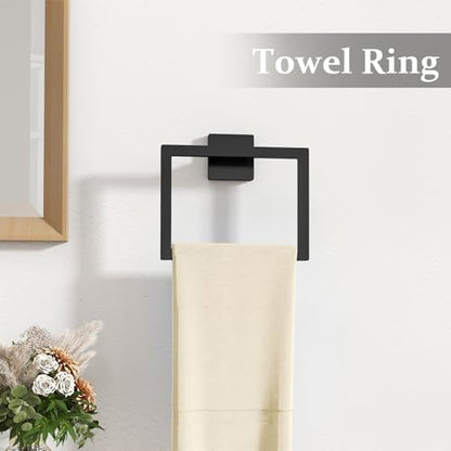 STWWO 10-Piece Matte Black Bathroom Hardware Accessories Set