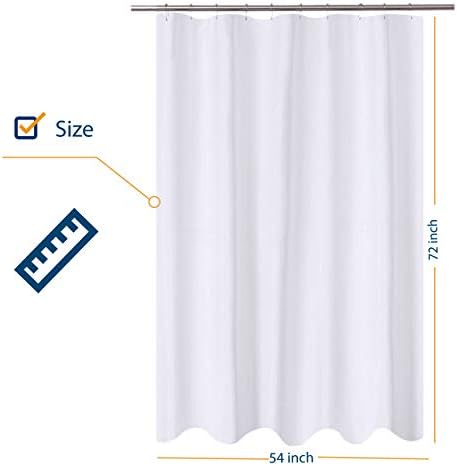 N&Y HOME Fabric Shower Curtain Liner 54 x 72 inches Bath Stall Size, White