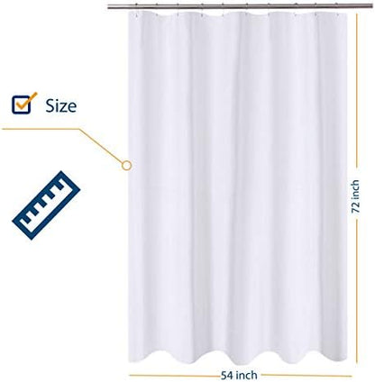 N&Y HOME Fabric Shower Curtain Liner 54 x 72 inches Bath Stall Size, White
