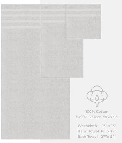 American Soft Linen 100% Cotton Luxury Turkish Towels, 6 Piece Towel Set
