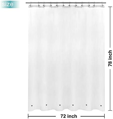 Mrs Awesome Long Shower Curtain Liner with 6 Magnets 72 x 78 inch, Frost