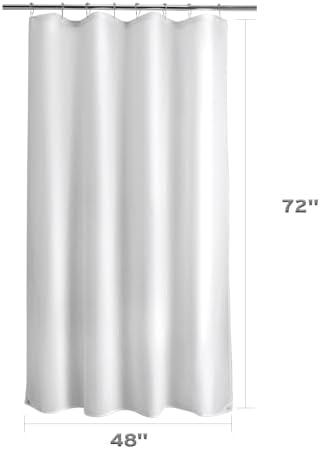 Titanker Small Stall Shower Curtain Liner Washable, 48x72 Inches, White Fabric Stall Shower Liner with 2 Magnets, Waterproof RV Shower Liner Soft Lightweight Polyester, White